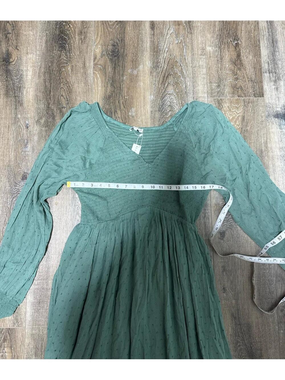 Baltic Born Lainey Smocked Dotted Midi Dress Dark Sage Green XL wedding guest - Picture 6 of 8
